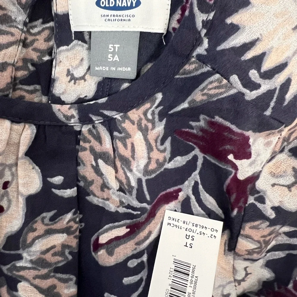 Old Navy girls floral long sleeve dress NWT size 5